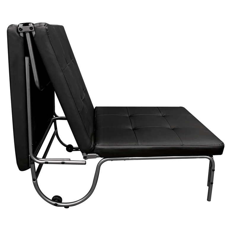 Fauteuil futon noir réglable qui se transforme en lit pliable, rembourré d'unité centrale pour plus de confort, structure en métal et roulettes, capacité de charge de 220 lb, mode 37 po x P 28 po x H 33 po, lit 75 po x H 11 po