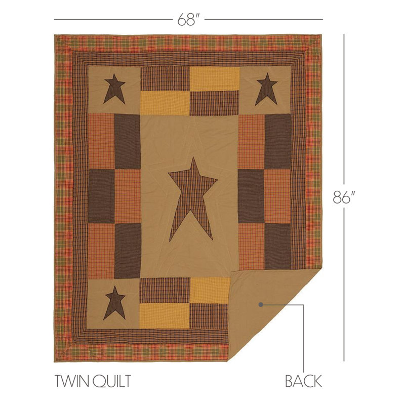 Stratton Twin Red Cotton Patchwork Quilt Set