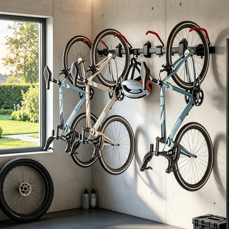 Support de vélo de garage amélioré, 6 cintres de garage réglables pour le garage