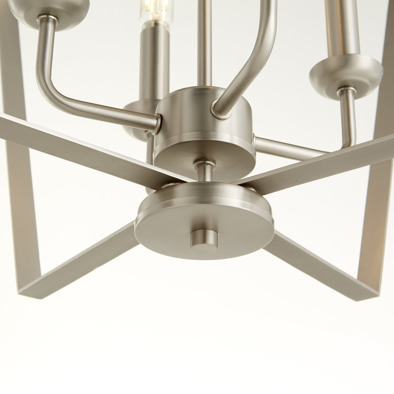 Tetrault 4 - Light Dimmable Lantern Chandelier, Satin Nickel