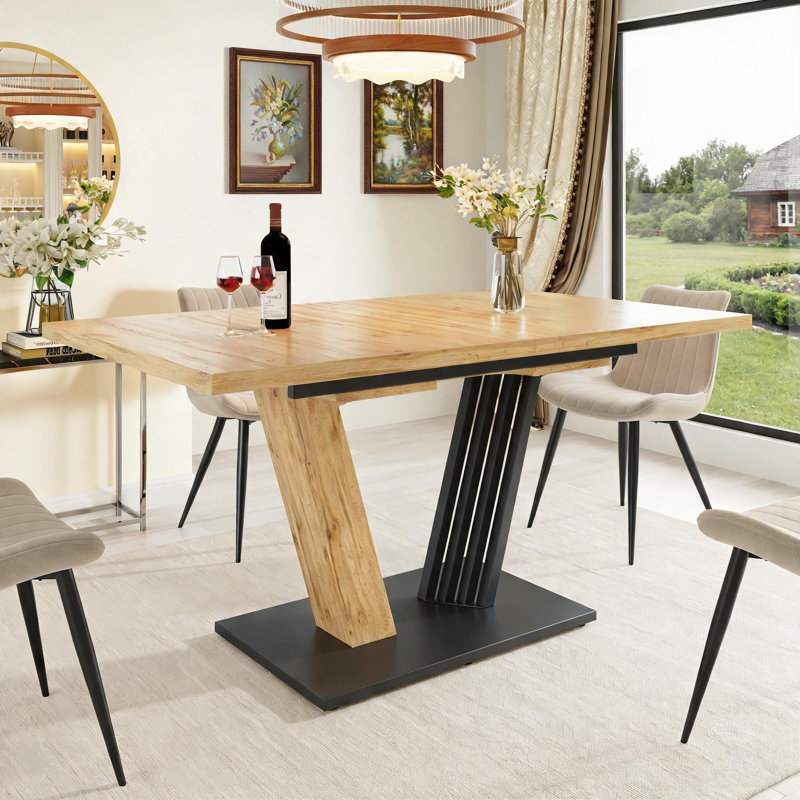 Extendable Metal Base Dining Table