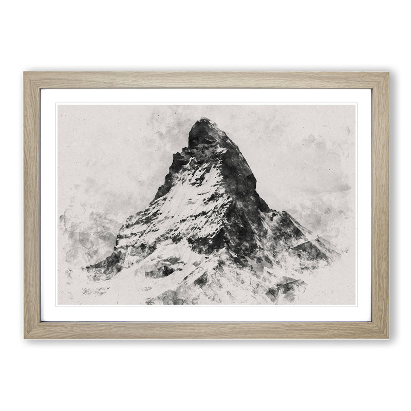 Matterhorn Mountain Vol.1 - Picture Frame Graphic Art, 36cm H x 48cm W x 2cm D, Oak