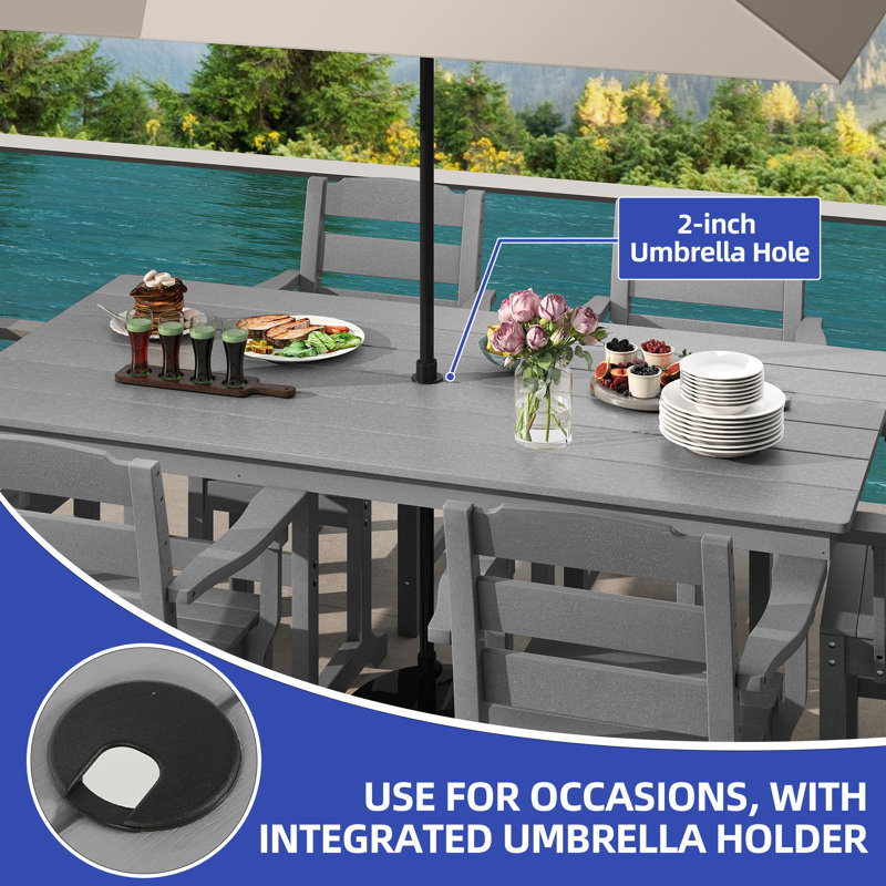 Table de pique-nique d'extérieur pour l'extérieur pour 6 personnes, Gris