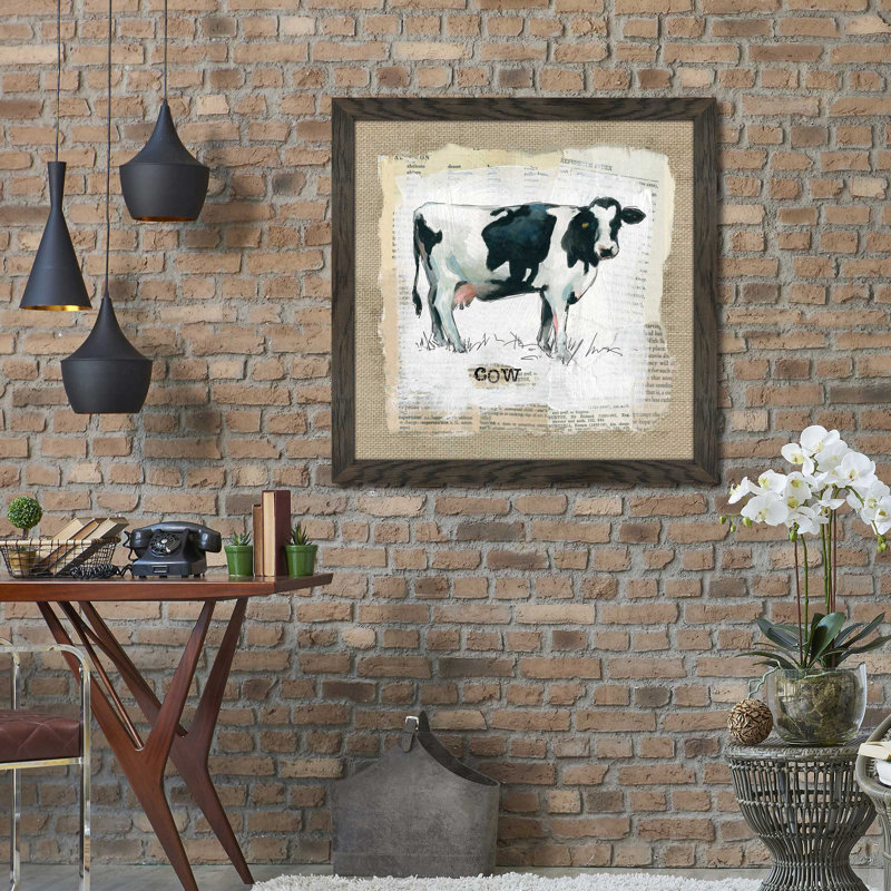 « en toile jute cow », reproduction d’impression encadrée, H 27,5 po x l 27,5 po x P 0,75 po