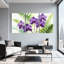 Orchidée mauve et fougère aquarelle sur toile, impression florale (ensemble de 3)-1792275630
