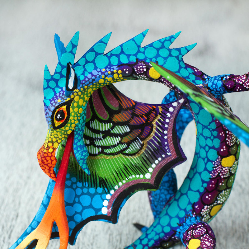 Mexican Dragon Alebrije Copal Wood Sculpture