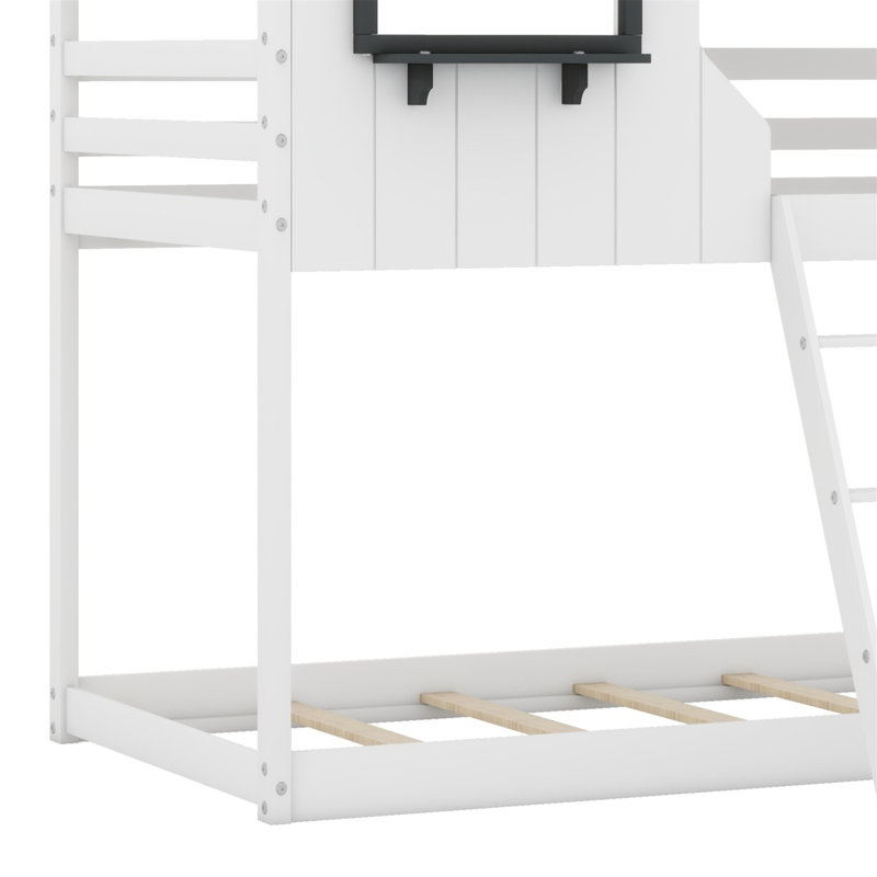 Beaman Kids Twin Over Twin Bunk Bed, White/Grey