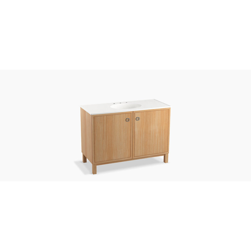 Jacquard 48" Vanity Base Only with Furniture Legs and 2 Doors, Chêne blanc kaki