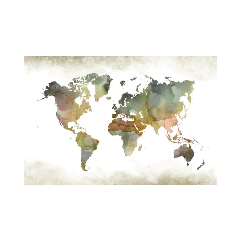 World Greenishmap by WallDecorAddict - Floater Frame Gallery-Wrapped Canvas Giclée on Canvas, Wrapped Canvas