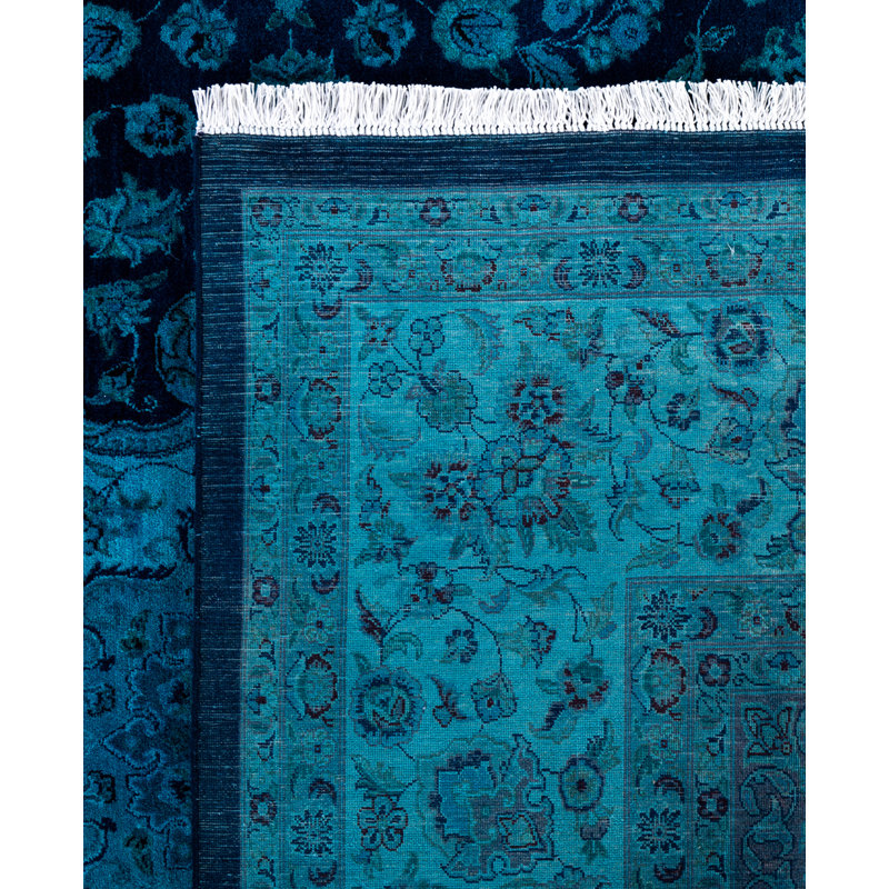 Overdyed Hand-Knotted Wool Modern-Contemporary Blue Area Rug 9' 2" x 12' 0"