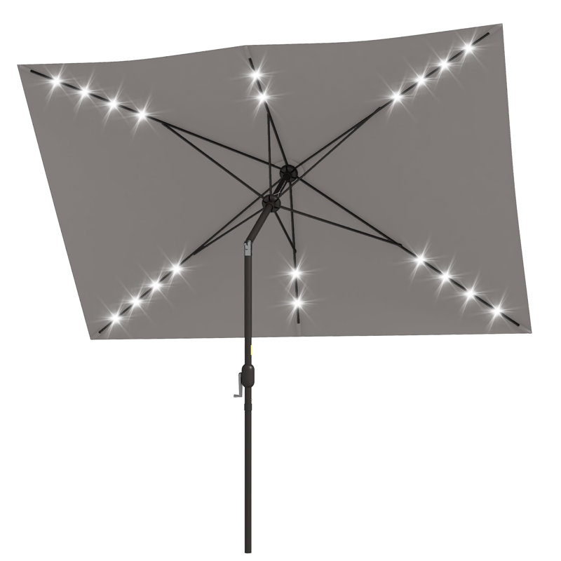 Parasol de marché 6,5 'x 10', lumières DEL, Gris clair