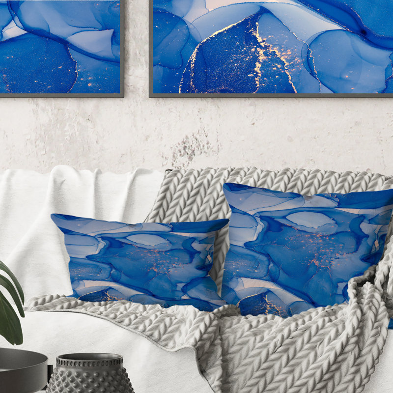 Coussin Blue Ink Clouds I - Modern Printed, 18 po x 18 po