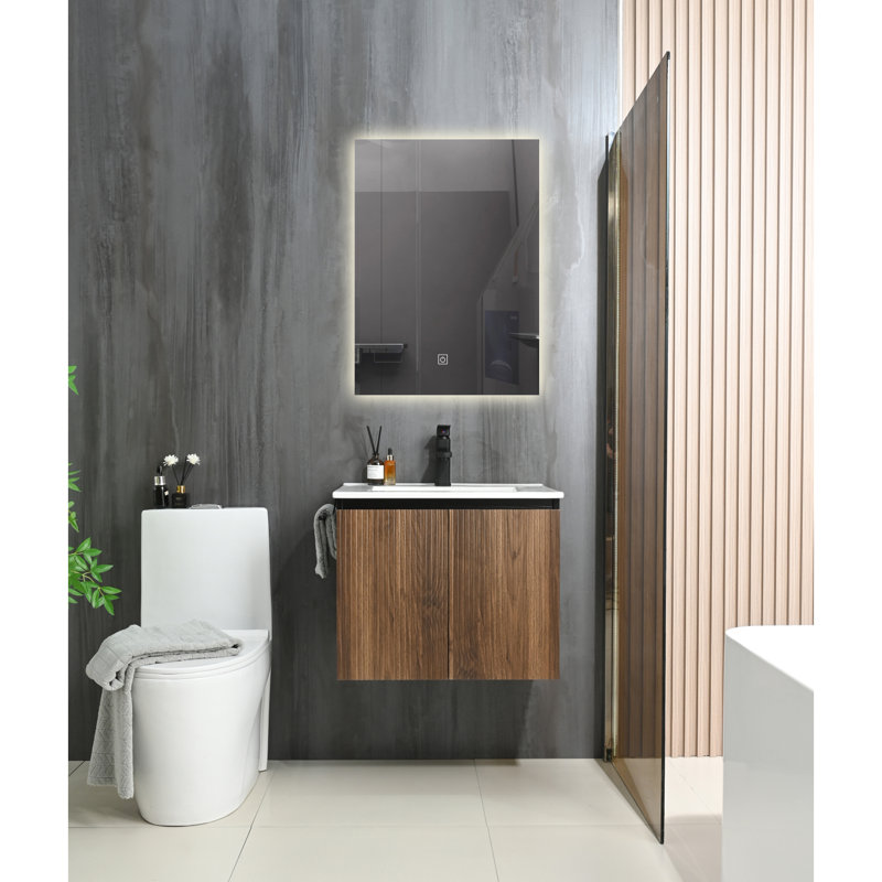 Meuble-lavabo mural 24 po avec porte-serviettes noir, Jaune