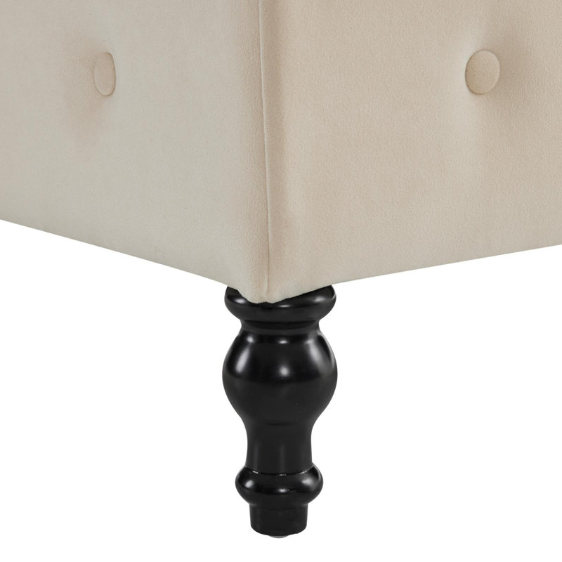 Balla Velvet Chaise Lounge, Beige