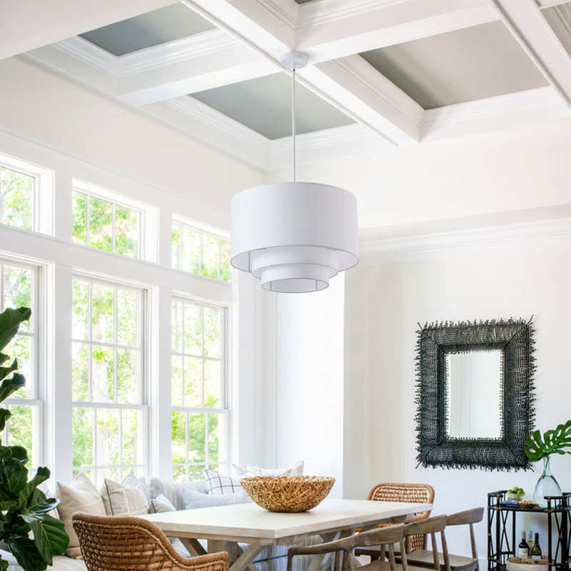 Luminaire suspendu 4 lumières réglable en fer blanc mat