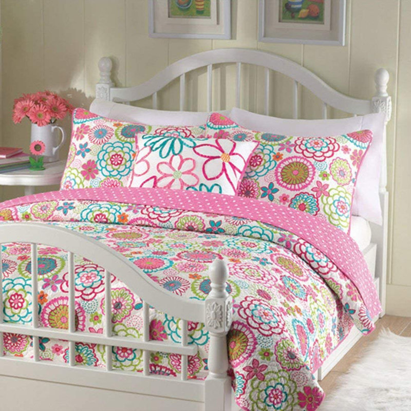 Ensemble de courtepointe réversible en microfibre Orono, Courtepointe pour lit simple + 1 taie décorative