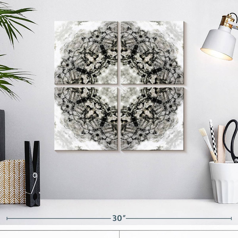 Kaléidoscope Avery noir et blanc II, H 18 po x l 18 po