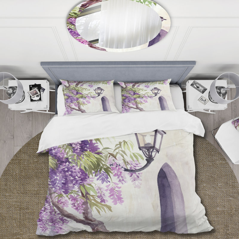 Ensemble de housse de couette en microfibre mauve / vert clair / brun, Housse de couette pour très grand lit et 2 très