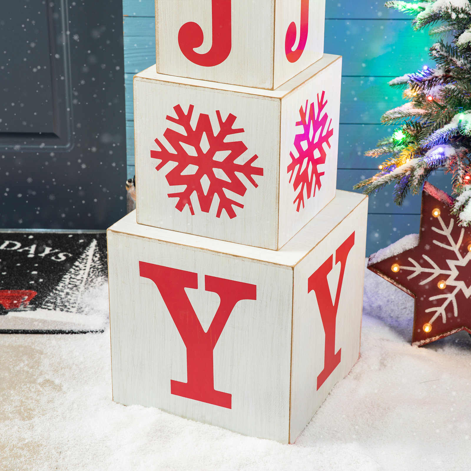 Shayna Wooden JOY Porch Sign Decor