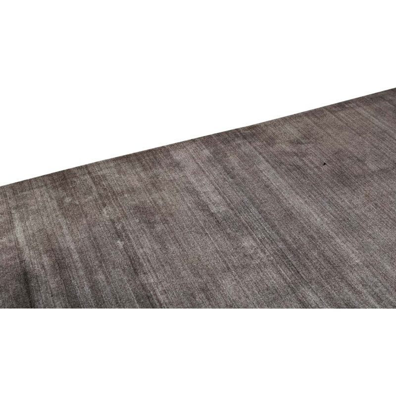 Tapis brun en viscose noué à la main de conception unique 8 pi x 10 pi