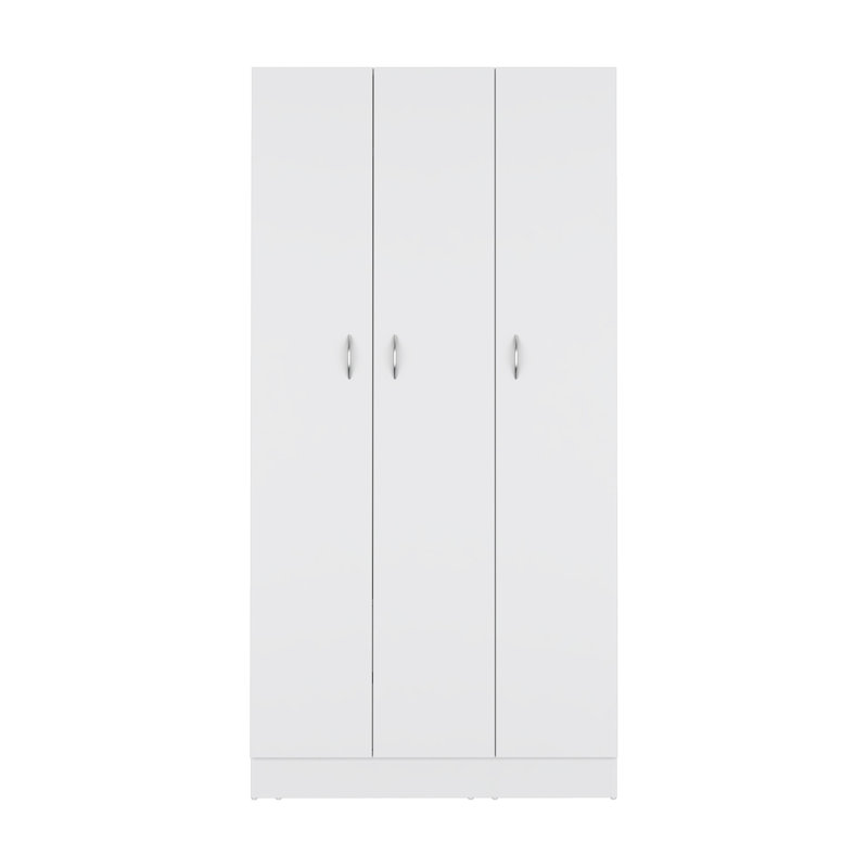 Armoire Ohio avec 3 portes, 2 tiroirs et 4 tablettes à 4 niveaux, Blanc