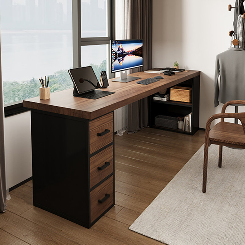 Bureaux rectangulaires en bois massif brun, H 29,53 po x l 70,87 po x P 23,62 po, Retour à gauche
