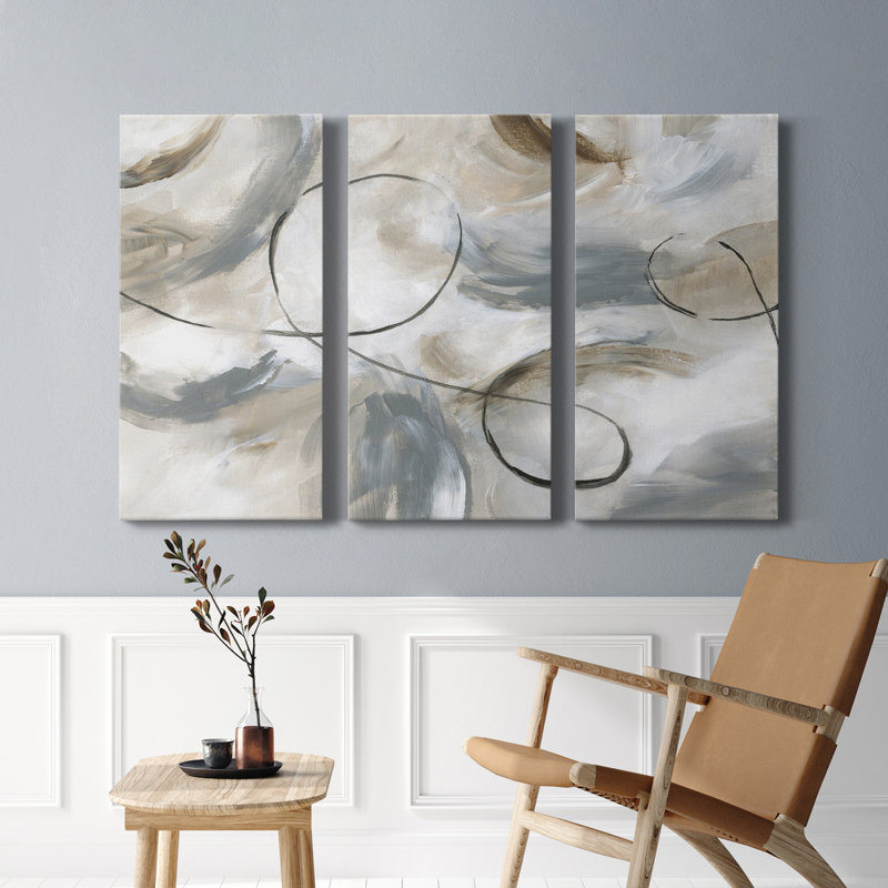 Staccato - peinture sur toile tendue 3 pièces, H 36 po x l 72 po x P 1 po