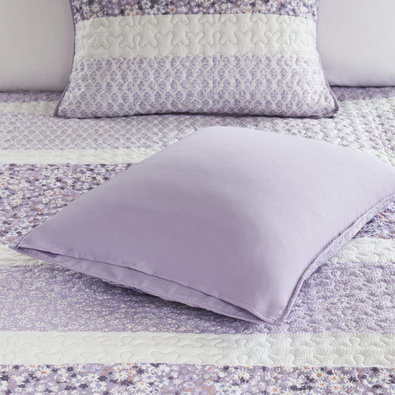Courtepointe double / grand avec motif en seersucker - Style floral, rembourrage, motifs 4 pièces, rembourrés et coussins