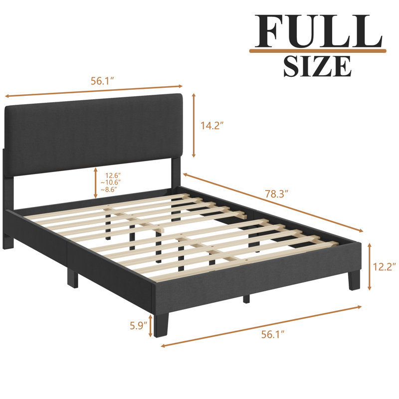 Issi Upholstered Bed, Full / Double, Dark Gray