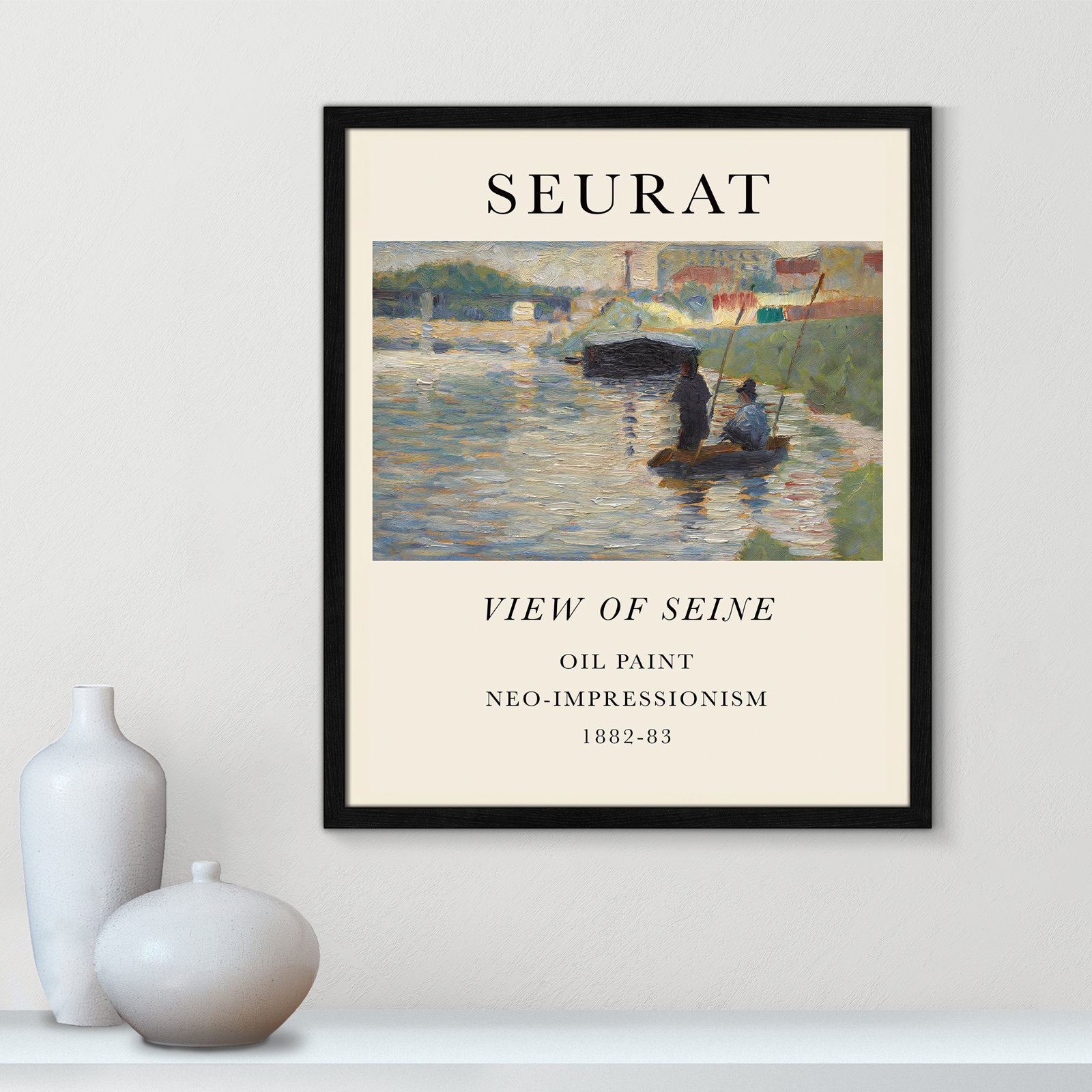 View Of Seine by Georges Seurat, No, Black Single Picture Frame, 25.5" H x 21.5" W x 0.75" D