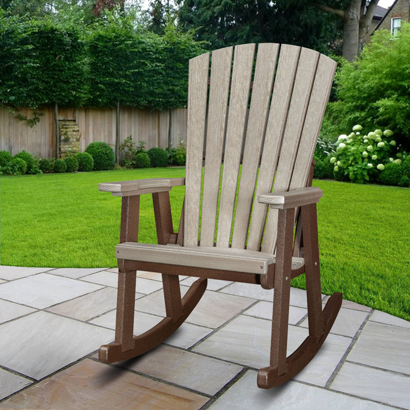 Beraud Outdoor Adirondack Chair, Cream/Brown