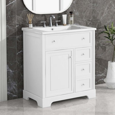 Meuble-lavabo polyvalent avec matériaux de qualité supérieure et rangement spacieux
