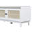 Trexm Boho Rattan Entryway Bench With Storage, Cushioned Shoe Bench With Double Doors, Wooden Shoe Organizer Bench For Entryway And Hallway (White)-1964460182