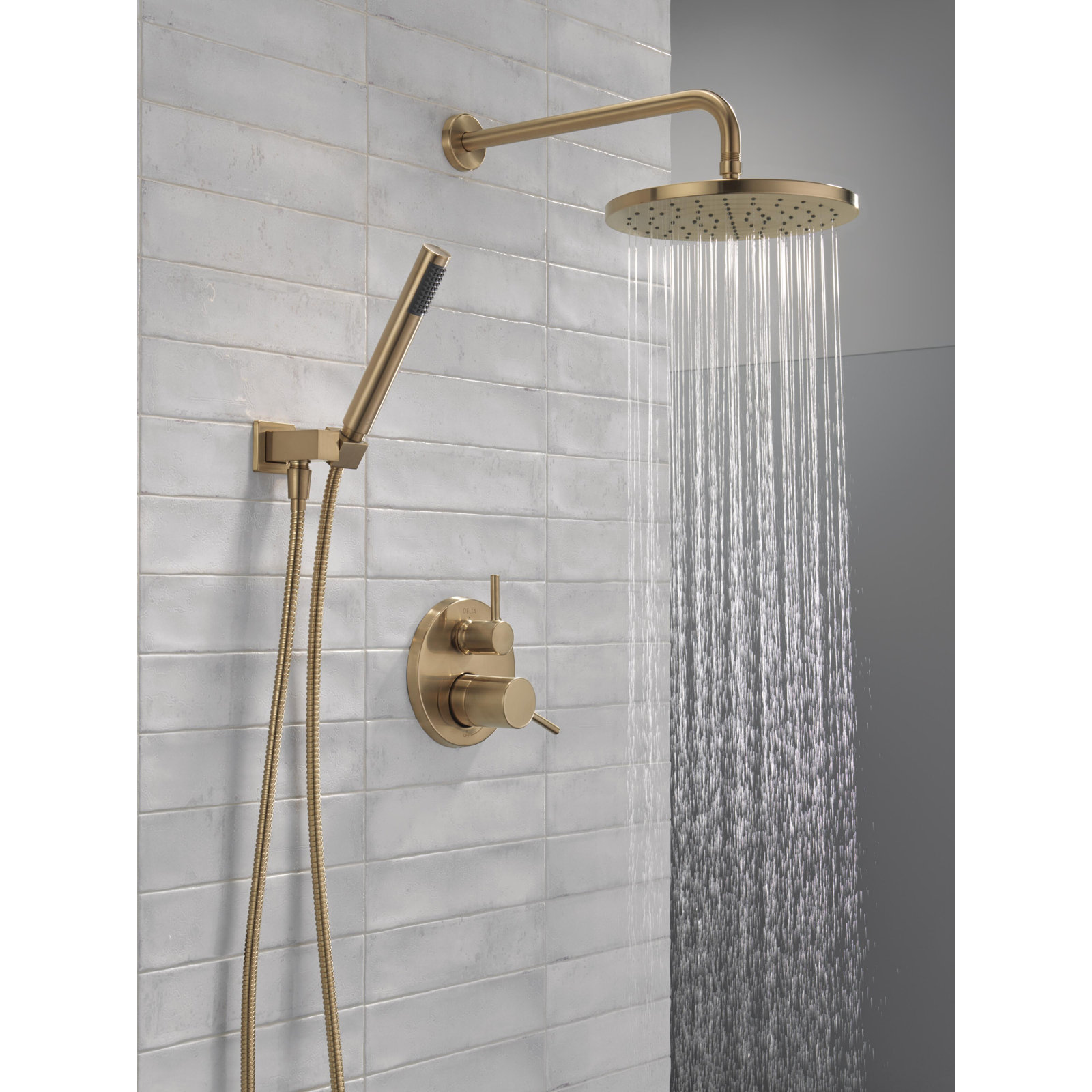 Raincan Round Shower System with Handheld Spray, Champagne Bronze