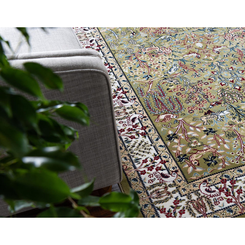 Tapis traditionnel Kelayeh couleur lierre, Rectangle 9 pi x 12 pi