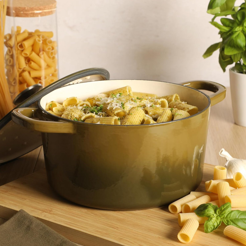 Cocotte en fonte émaillée Cryst Pot Artisan, 5 quarts, Green