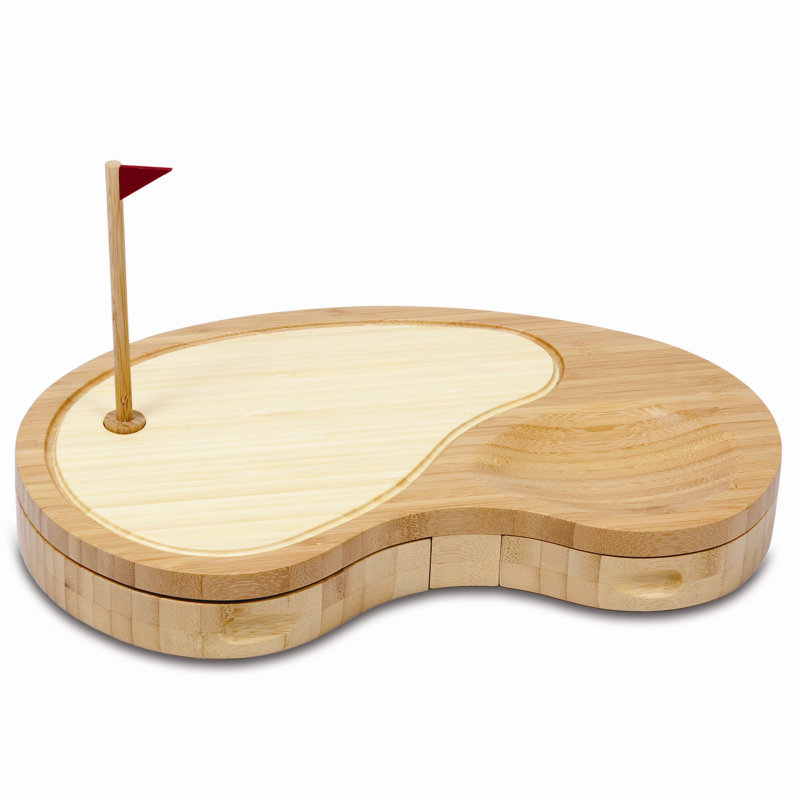 Bamboo Golf-Themed Cheese Board and Tool Set, 8 Piece