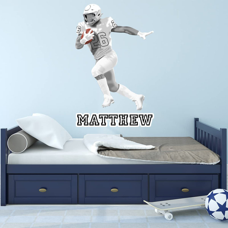 Adhésif décoratif footballeur, H 21 po x l 13 po, Oui, Blanc