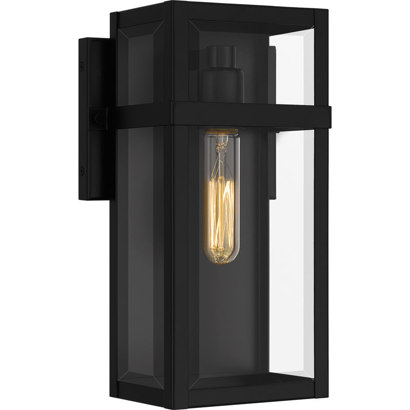 Idus 1-Light Matte Black Outdoor Wall Lantern, 13" H x 7.5" W x 5.5" D