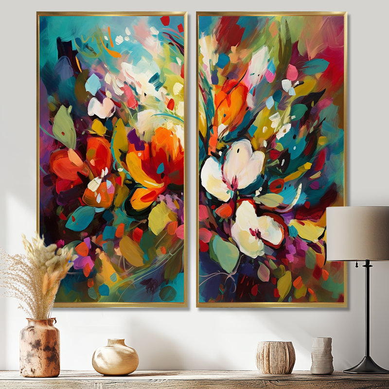 Thiele - art mural rouge, 20" H x 24" W, Impression encadrée flottante, Gold