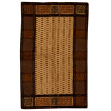 High-Quality Hand-Knotted Ivory And Brown Area Rug