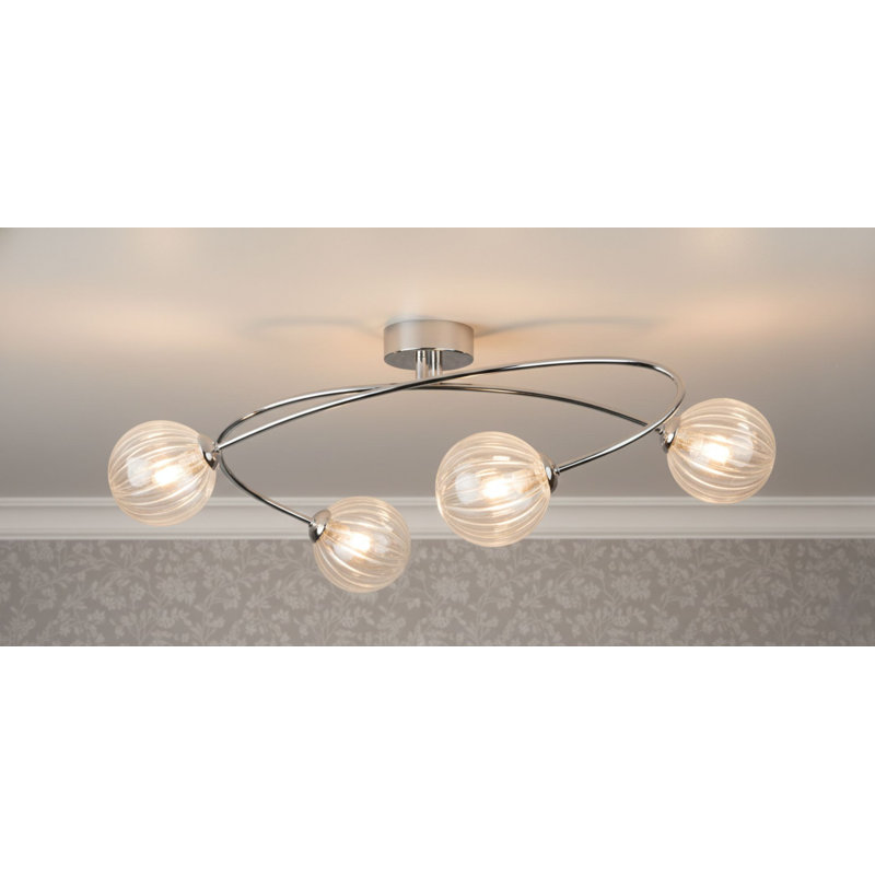 Glass Flush Mount, Chrome, 4