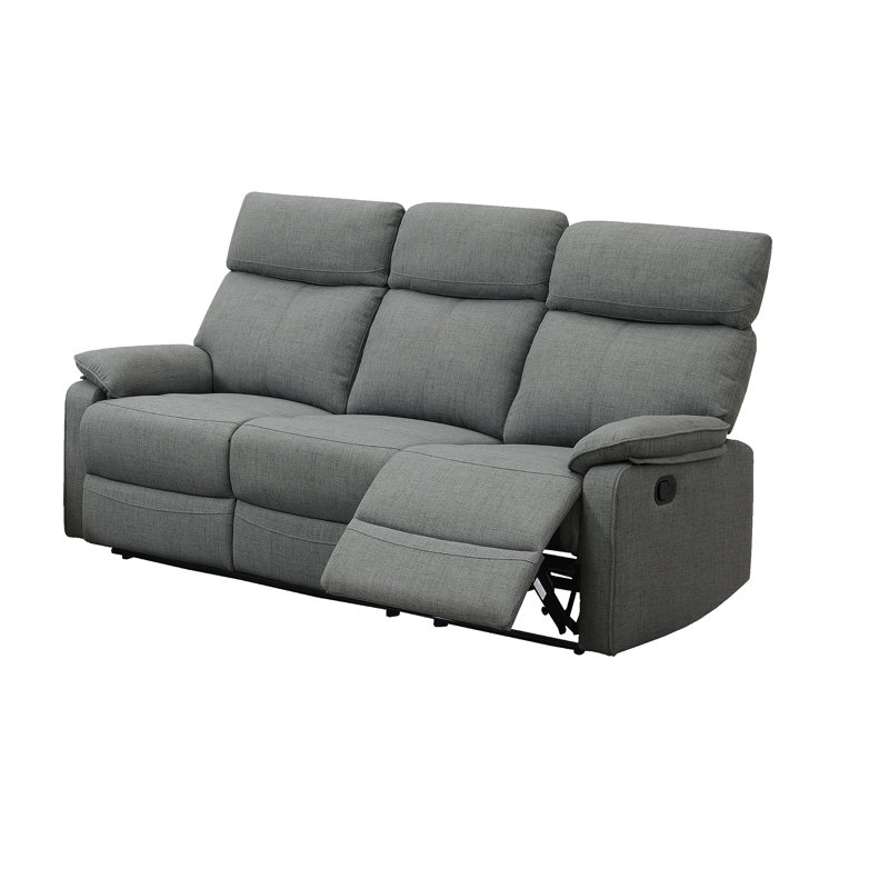 Grubb Upholstered 74'' Reclining Loveseat, Gray Burlap Fabric