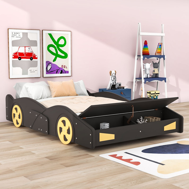 Lit plateforme avec rangement Alara, Noir