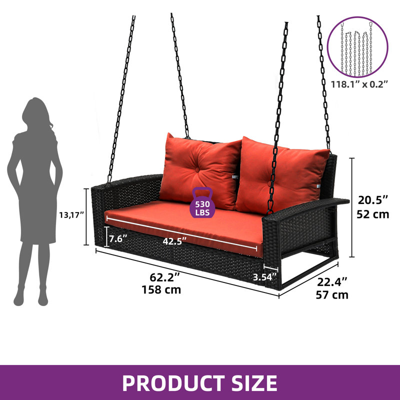 Balancelle pour 2 personnes, Noir / rouge