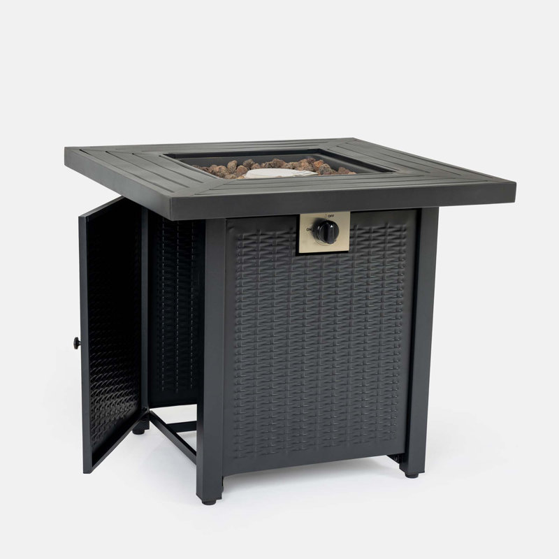28-Inch Iron Square Propane Fire Pit Table