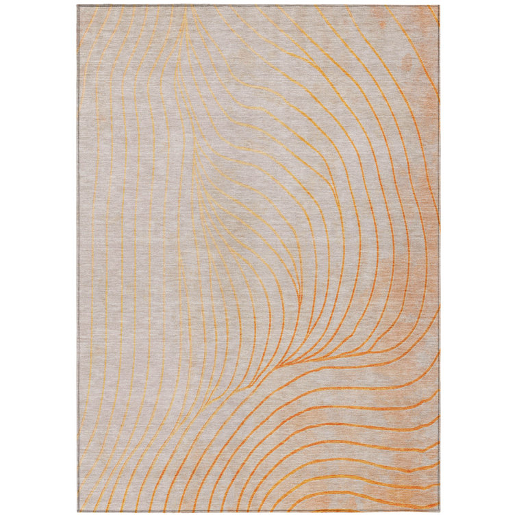 Machine Washable Indoor/Outdoor Xhevrie Orange Rug