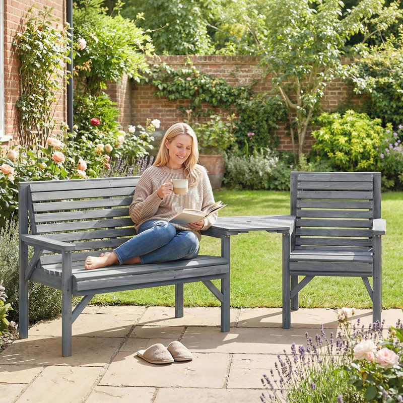 Garden Leisure Chair Set, Grey Embossed