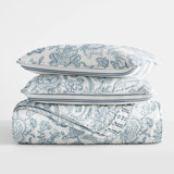 Becky Cameron Dusk Blue Floral Stripe Reversible Quilt Set