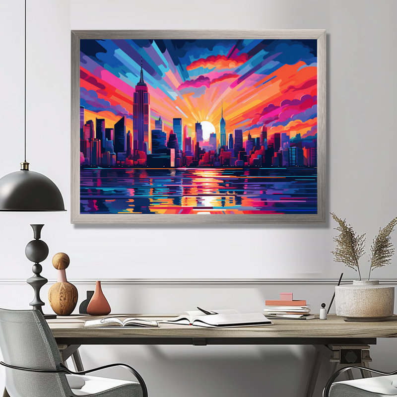 New York, art mural pour le salon New York, Toile tendue, H 24 po x l 32 po x P 1 po